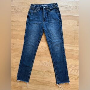 Joe's Jeans Dark Blue Slim Straight Ankle Jeans with Frayed Hem, sz. 25